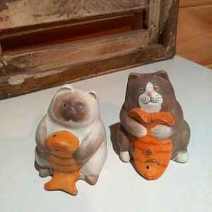 Ceramic  Cat Fish Salt & Pepper Shakers